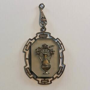 Art Deco Frosted Glass Vase Pendant – 1930s Greek Key Frame